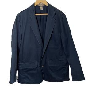 Duluth Trading Co. Men Navy Blue Blazer Utility Safari Elbow Patches Jacket Sz.L